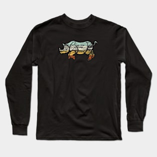 Indian Rhino Vintage Retro Graphic Long Sleeve T-Shirt